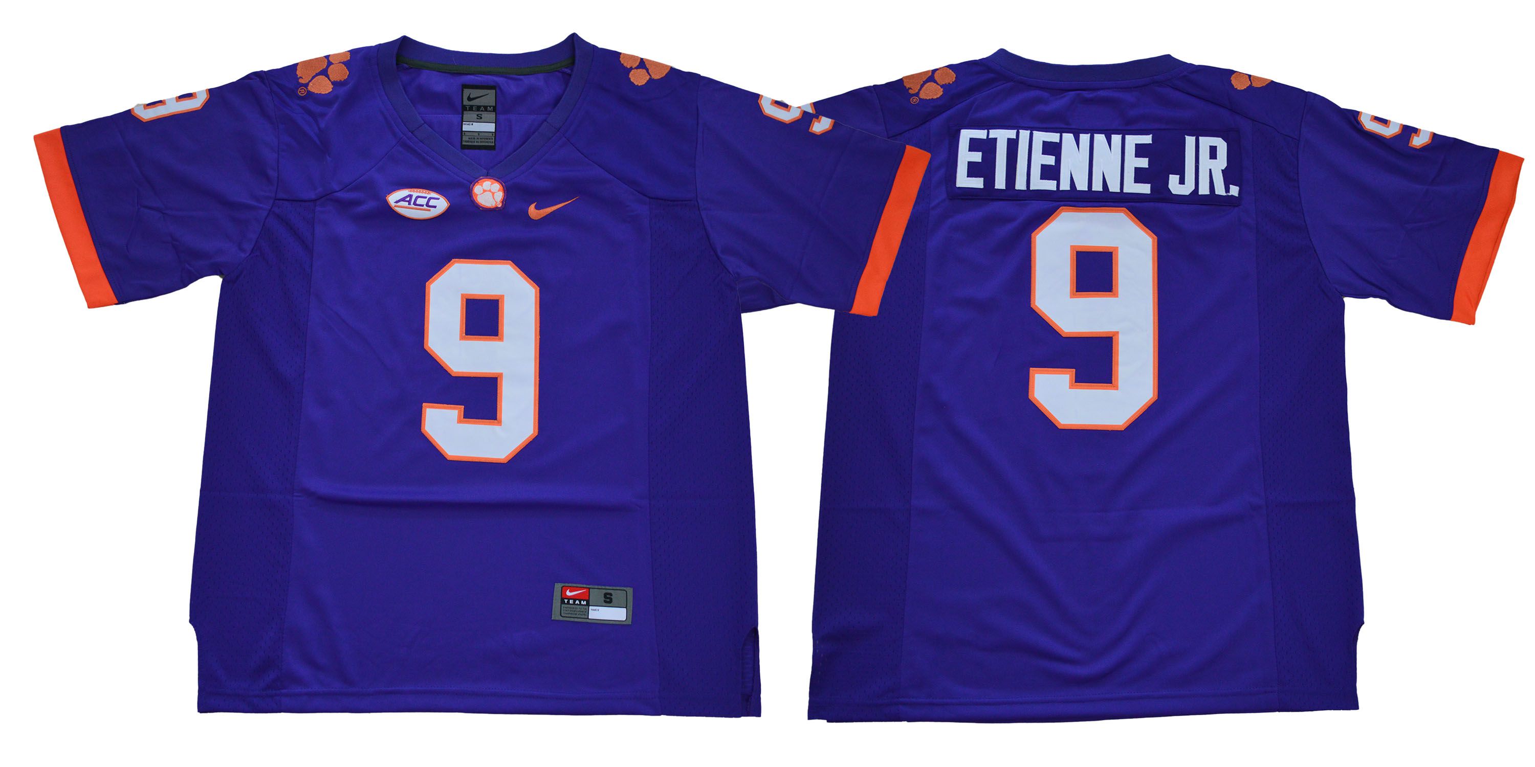 Men Clemson Tigers #9 Etienne jr purple NCAA Jerseys